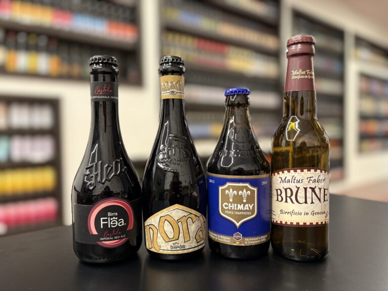 Chimay Blu, Maltus Faber Brune, Flea Bastola e Baladin Nora.